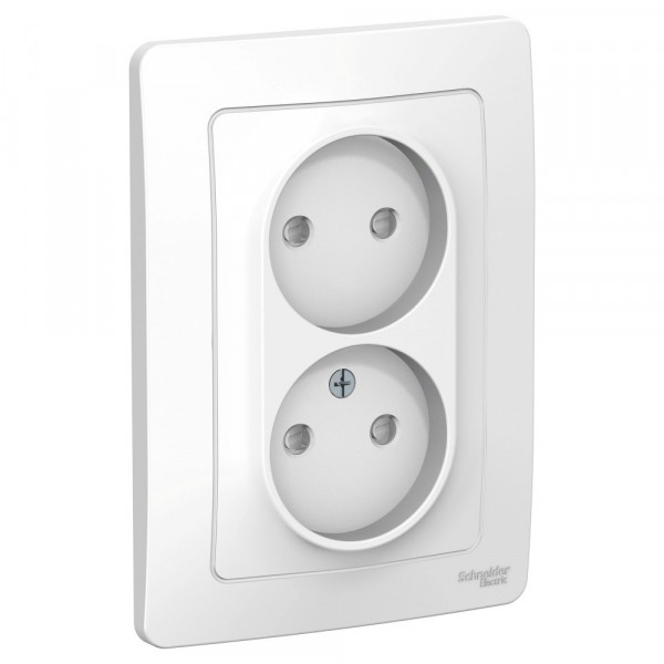 Розетка Schneider Electric BLANCA 2х-мест. со шторками С/У 16А/250В БЕЛЫЙ