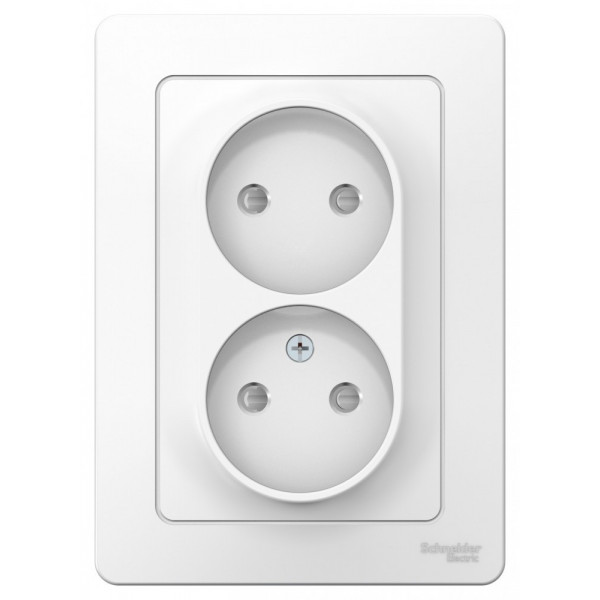 Розетка Schneider Electric BLANCA 2х-мест. со шторками С/У 16А/250В БЕЛЫЙ
