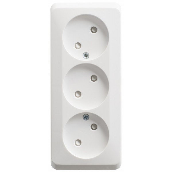 Розетка Schneider Electric ЭТЮД 3х-мест. О/У со шт. 16А/250В БЕЛЫЙ