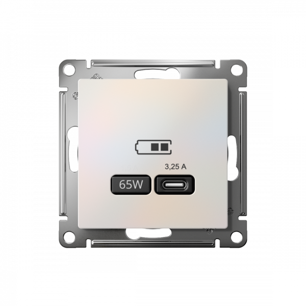 ATLASDESIGN USB РОЗЕТКА тип-С 65Вт высокоскор.заряд. QC, PD, механизм, ЖЕМЧУГ