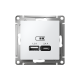 ATLASDESIGN USB РОЗЕТКА А+С, 5В/2,4А, 2х5В/1,2А, механизм, БЕЛЫЙ