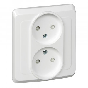 Розетка Schneider Electric ЭТЮД 2х-мест. С/У со шт. 16А/250В БЕЛЫЙ