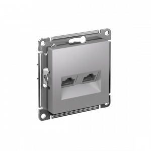 ATLASDESIGN РОЗЕТКА двойная компьютерная RJ45+RJ45 кат. 5e, механизм, АЛЮМИНИЙ