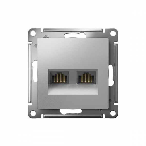 ATLASDESIGN РОЗЕТКА двойная компьютерная RJ45+RJ45 кат. 5e, механизм, АЛЮМИНИЙ