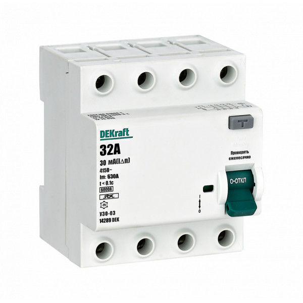 Выкл. диф. тока (ВДТ) УЗО-03 электромех. 4P 32А 30мА тип A 6кА