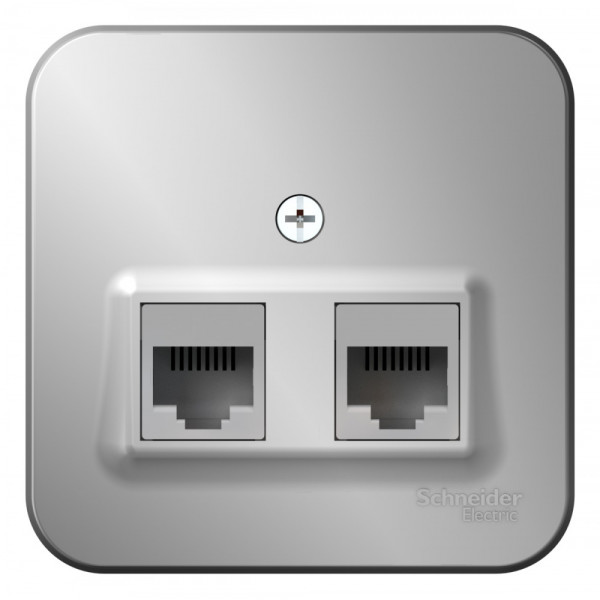 Блок розеток Schneider Electric BLANCA комп. RJ45 + телеф. RJ11 О/У АЛЮМИНИЙ