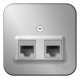 Блок розеток Schneider Electric BLANCA комп. RJ45 + телеф. RJ11 О/У АЛЮМИНИЙ