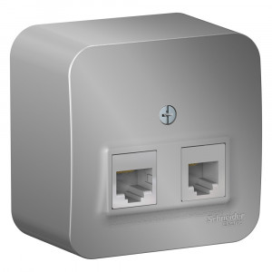 Блок розеток Schneider Electric BLANCA комп. RJ45 + телеф. RJ11 О/У АЛЮМИНИЙ