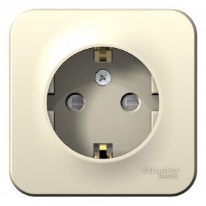 Розетка Schneider Electric BLANCA 1-мест. заземл.+шторки О/У 16А/250В МОЛОЧНЫЙ