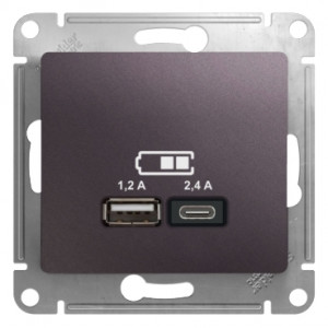 USB РОЗЕТКА A+С, мех, СИРЕНЕВЫЙ ТУМАН