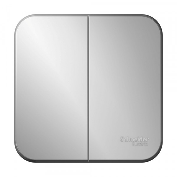 Выключатель Schneider Electric BLANCA 2х-клав. О/У, 10А/250B АЛЮМИНИЙ