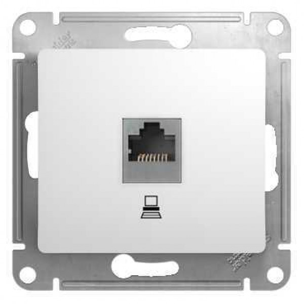 GLOSSA РОЗЕТКА компьютерная RJ45 кат. 5e, механизм, БЕЛЫЙ
