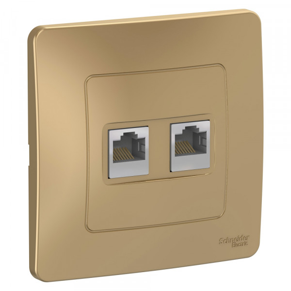 Комп. розетка Schneider Electric BLANCA 2х-мест. RJ45 кат.5e С/У ТИТАН