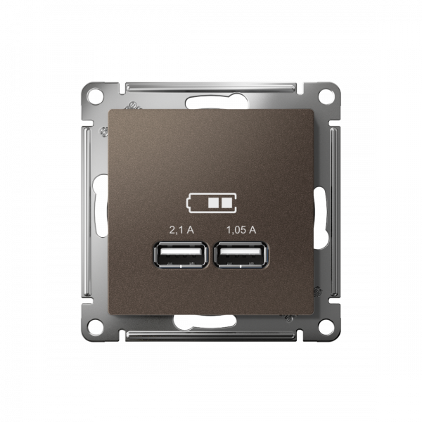 ATLASDESIGN USB РОЗЕТКА A+A, 5В/2,1А, 2х5В/1,05А, механизм, МОККО