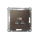 ATLASDESIGN USB РОЗЕТКА A+A, 5В/2,1А, 2х5В/1,05А, механизм, МОККО