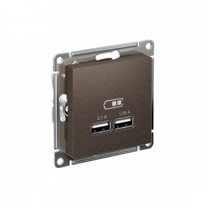 ATLASDESIGN USB РОЗЕТКА A+A, 5В/2,1А, 2х5В/1,05А, механизм, МОККО