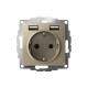 ATLASDESIGN РОЗЕТКА 16А c 2 USB A+A, 5В/2,4А, 2х5В/1,2А, механизм, ШАМПАНЬ