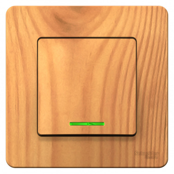 Переключатель Schneider Electric BLANCA 1-клав. с подсвет. С/У 10АХ/250B ЯСЕНЬ