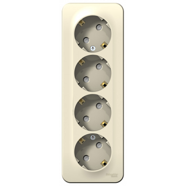 Розетка Schneider Electric BLANCA 3х-мест. заземл.+шторки О/У 16А/250В МОЛОЧНЫЙ