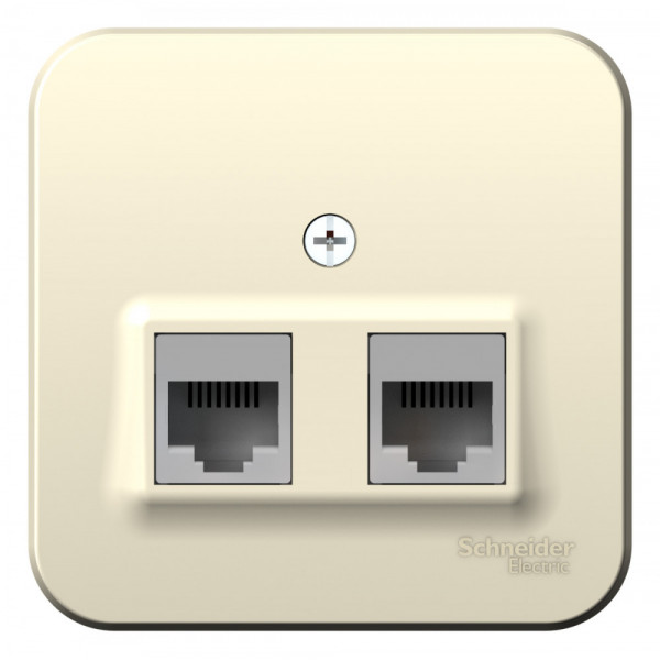 Комп. розетка Schneider Electric BLANCA 2х-мест. RJ45 кат.5e О/У МОЛОЧНЫЙ