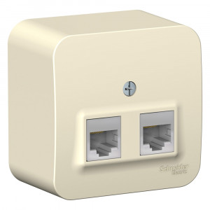 Комп. розетка Schneider Electric BLANCA 2х-мест. RJ45 кат.5e О/У МОЛОЧНЫЙ