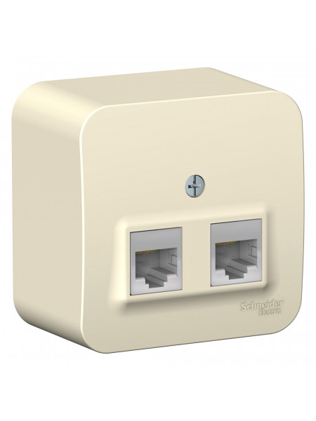 Комп. розетка Schneider Electric BLANCA 2х-мест. RJ45 кат.5e О/У МОЛОЧНЫЙ