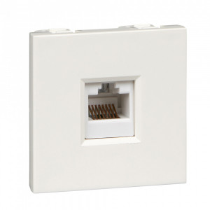 W45 РОЗЕТКА компьютерная 1хRJ45 кат. 5е UTP, 2 модуля (45х45 мм) БЕЛАЯ RAL9010