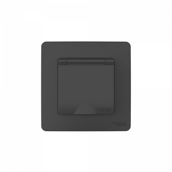 BLANCA С/У IP44 РОЗЕТКА с заземлением со шторками, с крышкой, 16А, 250В, АНТРАЦИТ