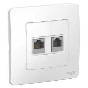 Блок розеток Schneider Electric BLANCA комп. RJ45 + телеф. RJ11 С/У БЕЛЫЙ