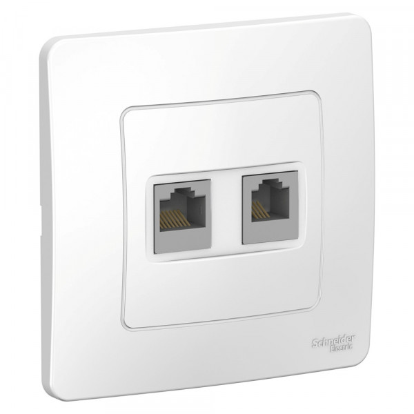 Блок розеток Schneider Electric BLANCA комп. RJ45 + телеф. RJ11 С/У БЕЛЫЙ