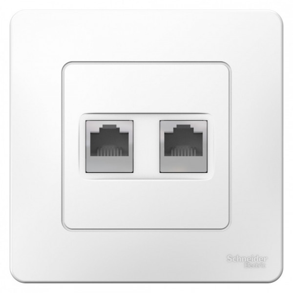 Блок розеток Schneider Electric BLANCA комп. RJ45 + телеф. RJ11 С/У БЕЛЫЙ