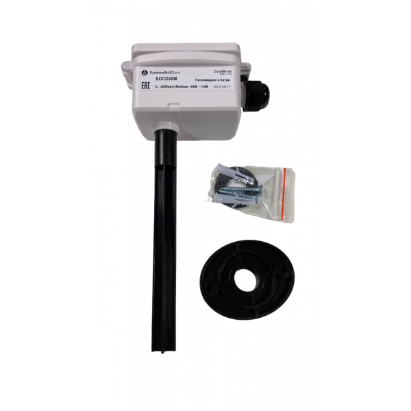 Датчик CO₂ канальный, RS485 Modbus 145мм ~15…24В/=15…24В
