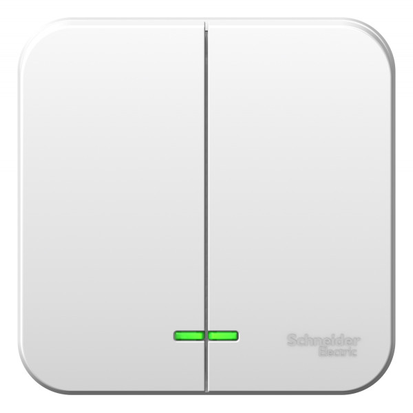 Выключатель Schneider Electric BLANCA 2х-клав. с подсветкой О/У 10А/250B БЕЛЫЙ