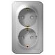Розетка Schneider Electric BLANCA 2х-мест. заземл.+шторки О/У 16А/250В АЛЮМИНИЙ
