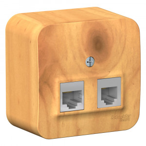 Блок розеток Schneider Electric BLANCA комп. RJ45 + телеф. RJ11 О/У ЯСЕНЬ