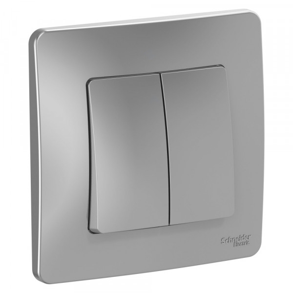 Выключатель Schneider Electric BLANCA 2х-клав. С/У, 10АХ/250B АЛЮМИНИЙ