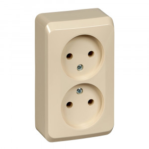 Розетка Schneider Electric ЭТЮД 2х-мест. О/У 16А/250В КРЕМОВЫЙ