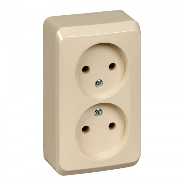 Розетка Schneider Electric ЭТЮД 2х-мест. О/У 16А/250В КРЕМОВЫЙ