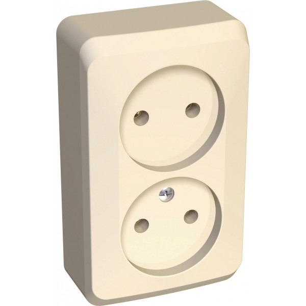 Розетка Schneider Electric ЭТЮД 2х-мест. О/У 16А/250В КРЕМОВЫЙ