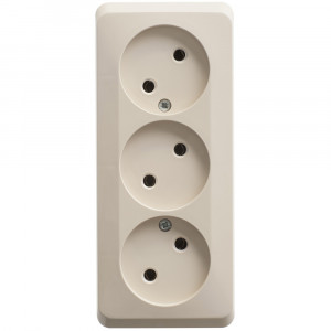 Розетка Schneider Electric ЭТЮД 3х-мест. О/У 16А/250В КРЕМОВЫЙ