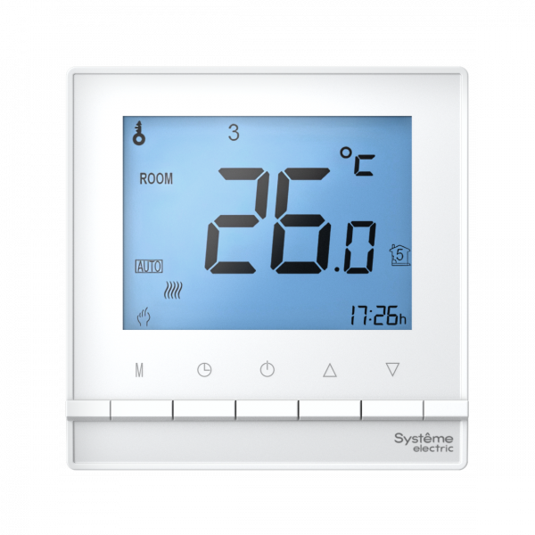ATLASDESIGN ТЕРМОСТАТ электрон.теплого пола с датч.,от+5до+35&amp;deg;C,16A,в сб., БЕЛЫЙ