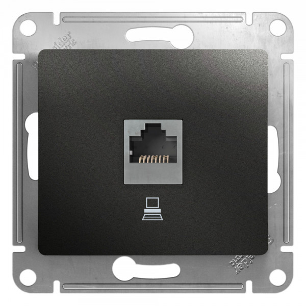 GLOSSA РОЗЕТКА компьютерная RJ45 кат. 5e, механизм, АНТРАЦИТ