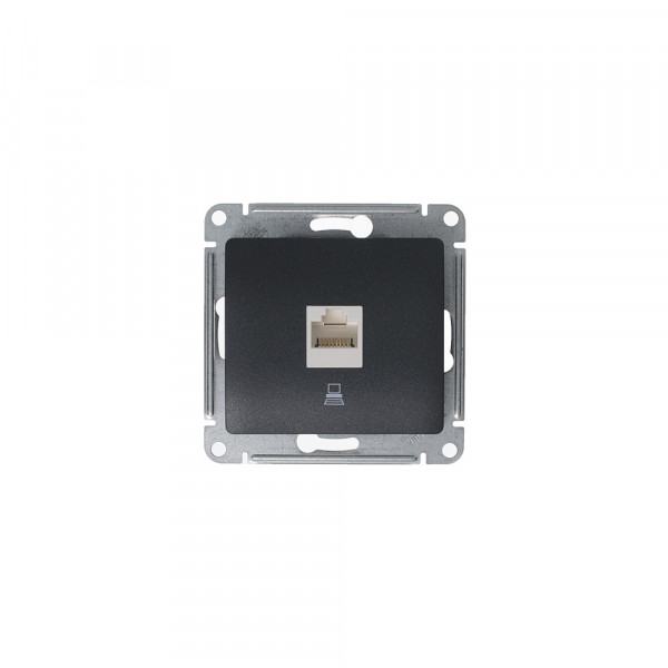 GLOSSA РОЗЕТКА компьютерная RJ45 кат. 5e, механизм, АНТРАЦИТ