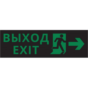 Пиктограмма ДСО-101-IP65-Н "Выход - вправо черный фон"