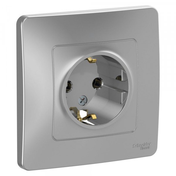 Розетка Schneider Electric BLANCA 1-мест. с заземл. С/У 16А/250В АЛЮМИНИЙ