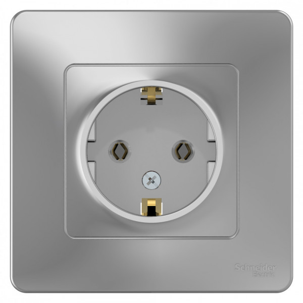 Розетка Schneider Electric BLANCA 1-мест. с заземл. С/У 16А/250В АЛЮМИНИЙ