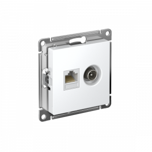 ATLASDESIGN РОЗЕТКА двойная ТВ + компьютерная RJ45 кат. 5e, механизм, БЕЛЫЙ