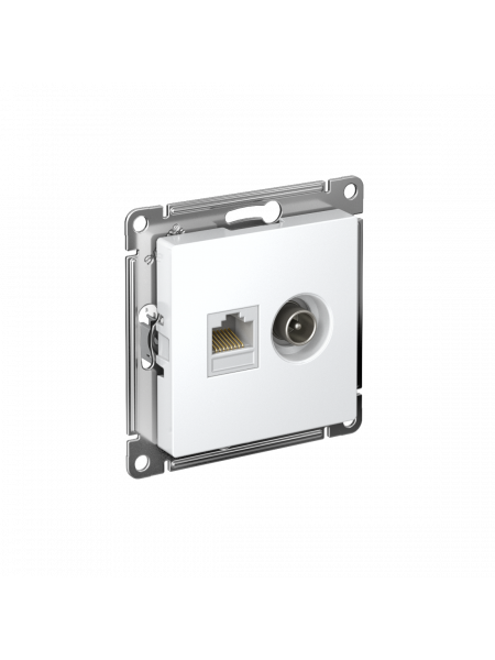 ATLASDESIGN РОЗЕТКА двойная ТВ + компьютерная RJ45 кат. 5e, механизм, БЕЛЫЙ