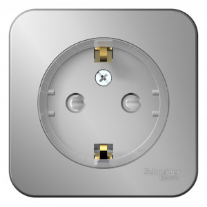 Розетка Schneider Electric BLANCA 1-мест. заземл.+шторки О/У 16А/250В АЛЮМИНИЙ