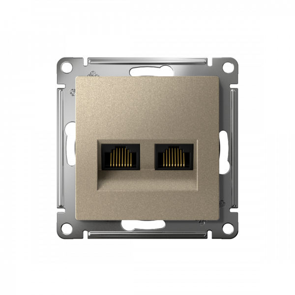 ATLASDESIGN РОЗЕТКА двойная компьютерная RJ45+RJ45 кат. 5e, механизм, ШАМПАНЬ